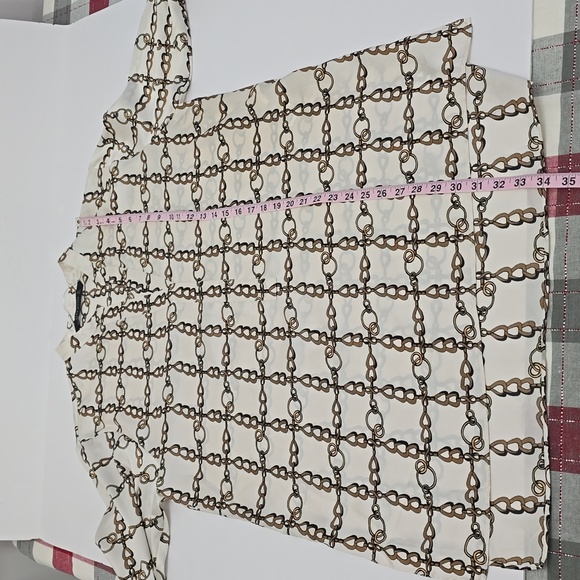 Zara Woman Chainlink Equestrian Tunic Shirt Blouse Cream Brown Size Large - Picture 11 of 13